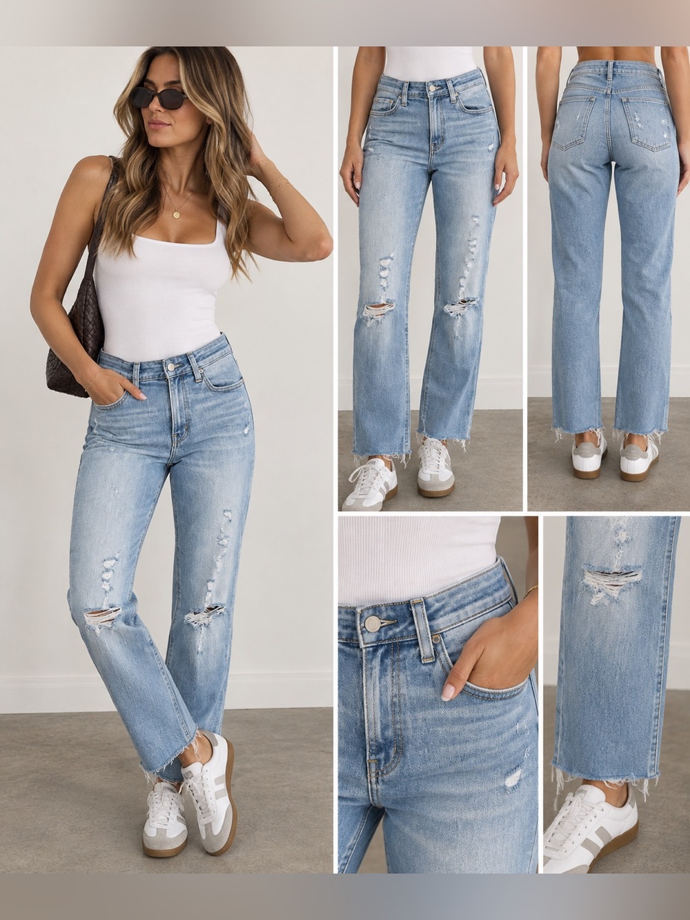 Flying Monkey High Rise Distressed Slim Straight Cropped Jeans Raw Hem Size 27